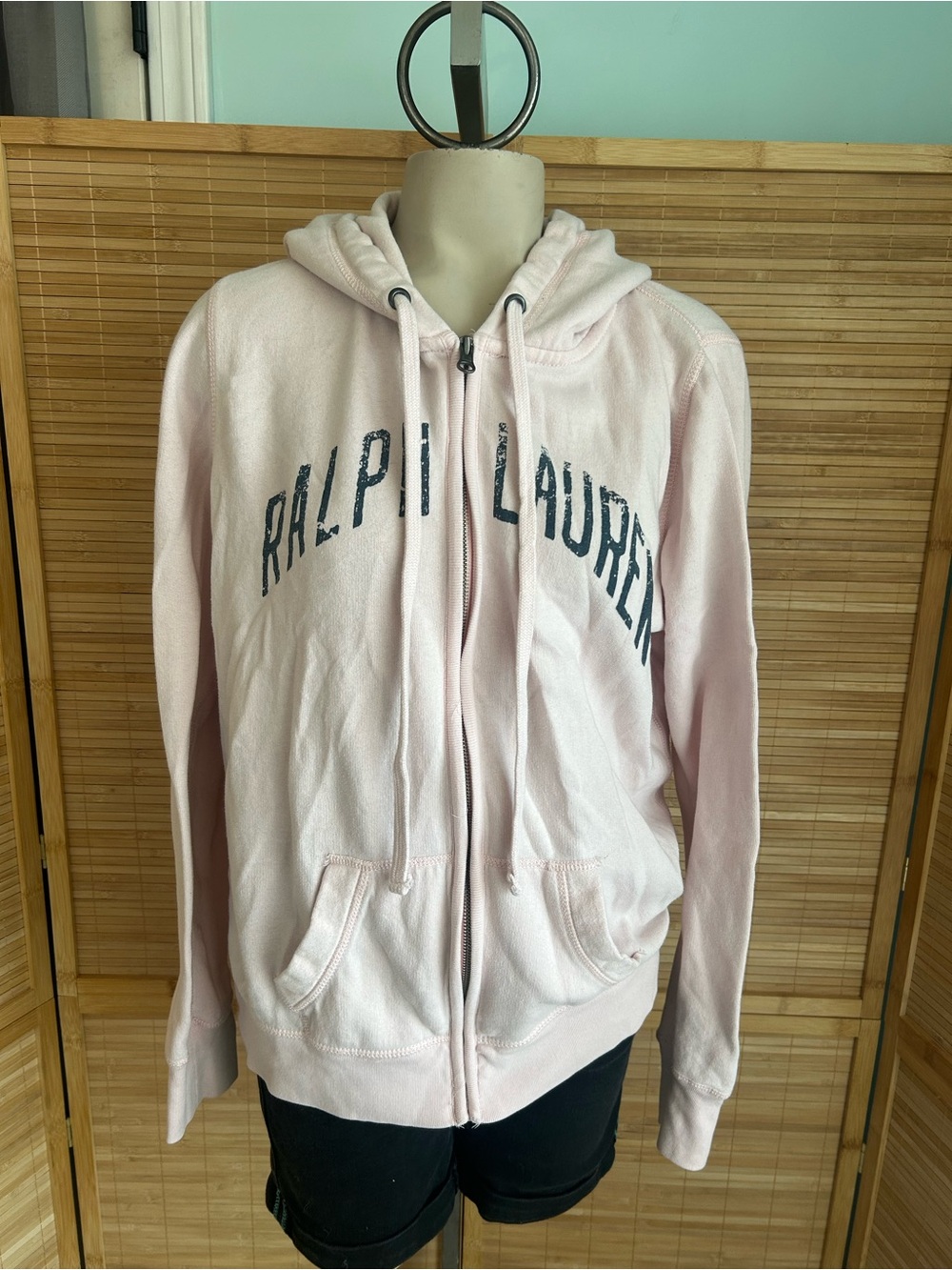 Ralph Lauren Full Zip Hoodie light pink Y2K vintage sweatshirt woman’s large